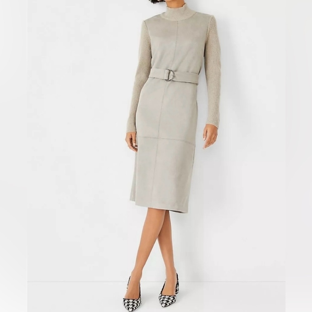 Sleeveless Belted Midi Dress in Light Gray
